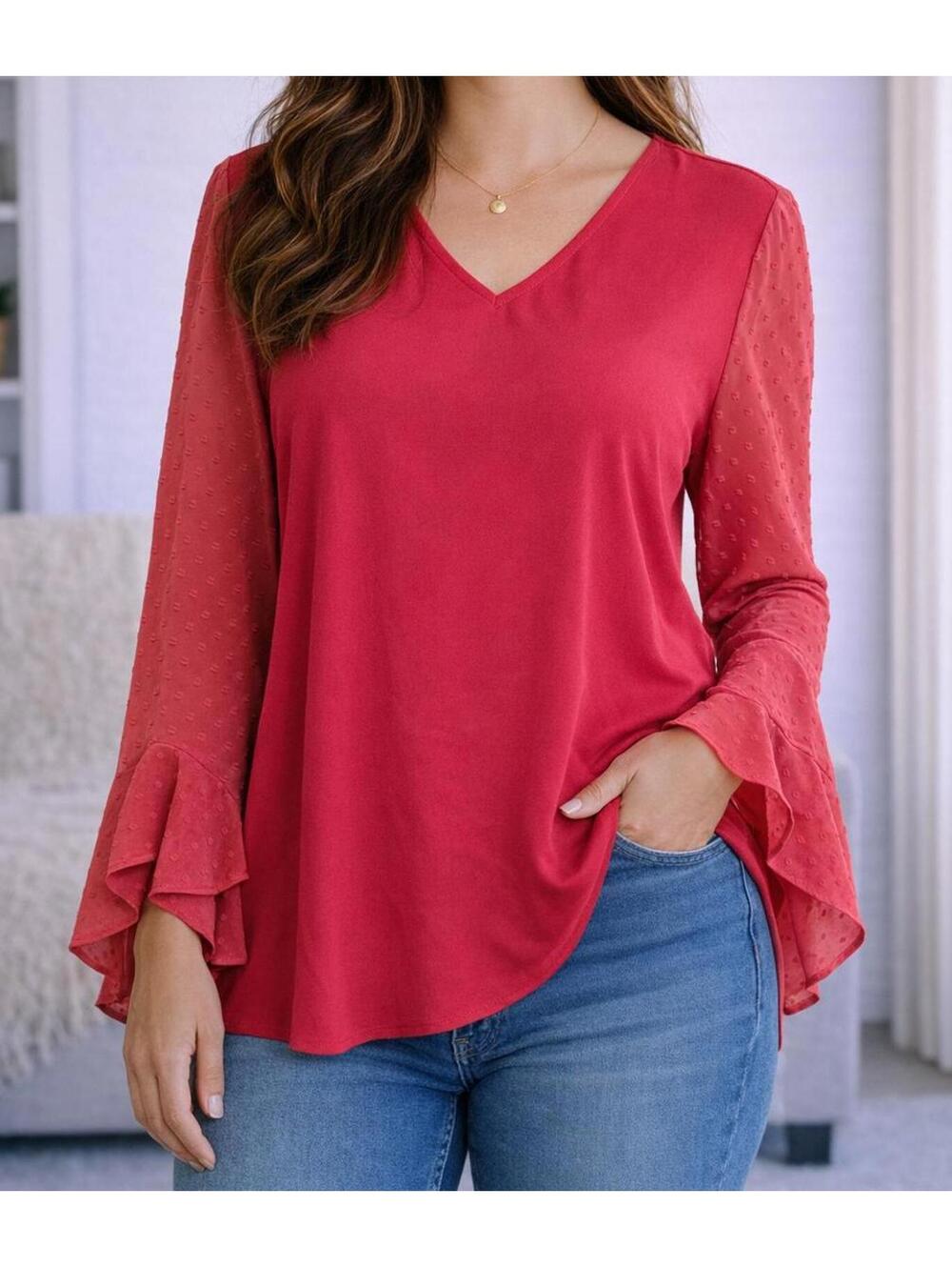 SHEIN Pink Bell Sleeve Blouse – Size Medium (EU 38/US 6)